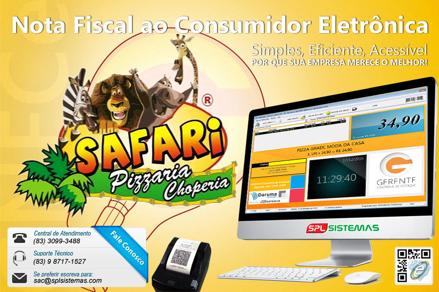 Campanha com cliente Safari Pizzaria usando sistema SPL